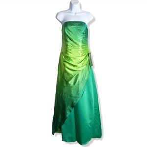 Vintage Y2k Jump Apparel Strapless Ombre Yellow Green Dress